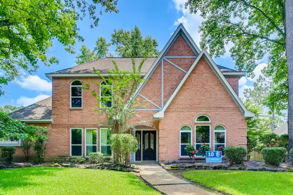 Two-story brick home with addition