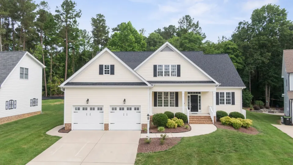 White American home with two-car garage